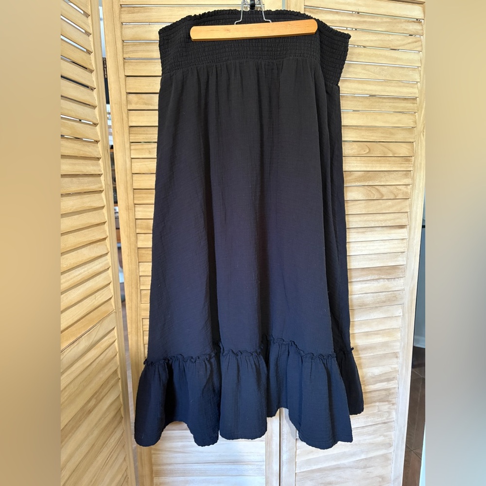 Quince Black Tiered Maxi Skirt